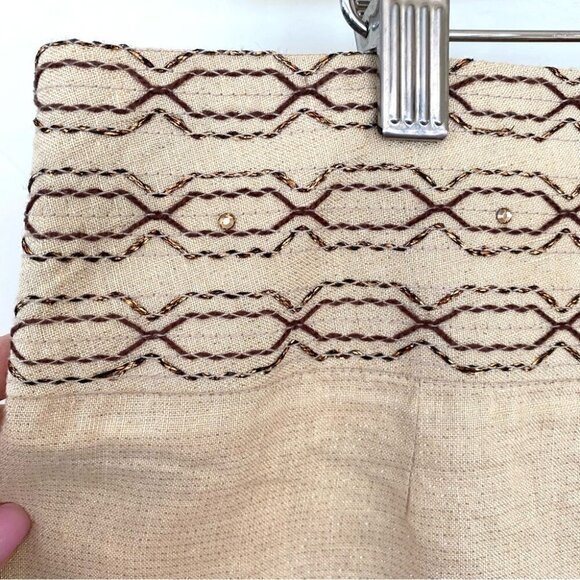 Heart Moon Star mini skirt in 💯 linen with sparkly  gems - Picture 5 of 10